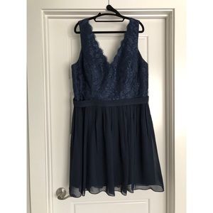 Chiffon and Lace Formal Dress - Navy